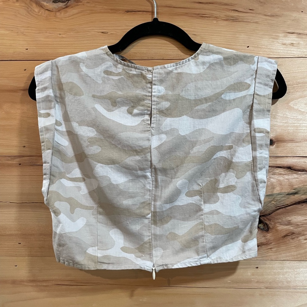 Zara Linen Blend Crop Top XS Camo - Picture 5 of 9